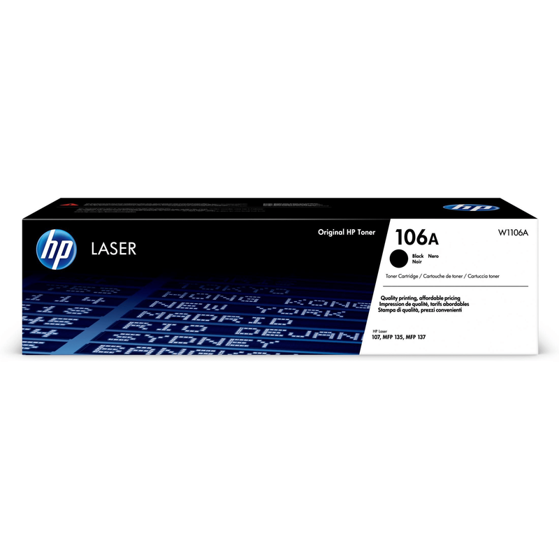 HP 106A Black Toner Cartridge 1,000 Pages Original W1106A Single-pack - Brand New