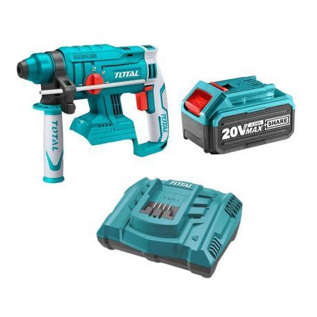 Total Tools - Brushless Lithium-Ion Rotary Hammer 20V, Battery &amp;  Charger