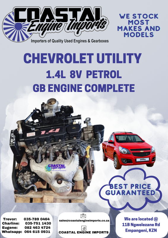 CHEVROLET UTILITY 1.4L  8V PETROL  GB/CRN ENGINES COMPLETE