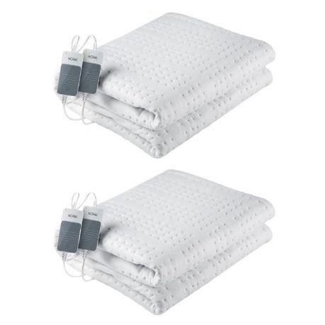 Solac - Electrical Heat Blanket (Double Bed) - White (120W) - Pack of 2