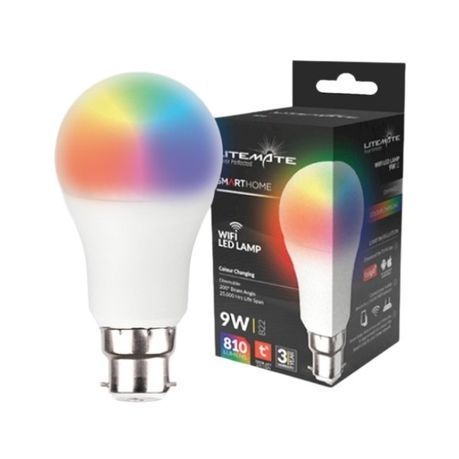 LITEMATE - A60 B22 Wi-Fi LED Bulb - 9W (Dimmable &amp;  Colour Changing)