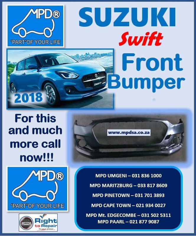 SUZUKI Swift 2018 onwards - Front Bumper now availible!!! Call now for this and much more