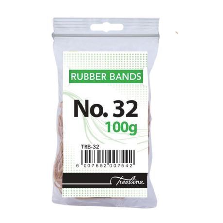 Treeline - No. 32 Rubber Bands - 100gm 75 x 3mm - Pack of 10