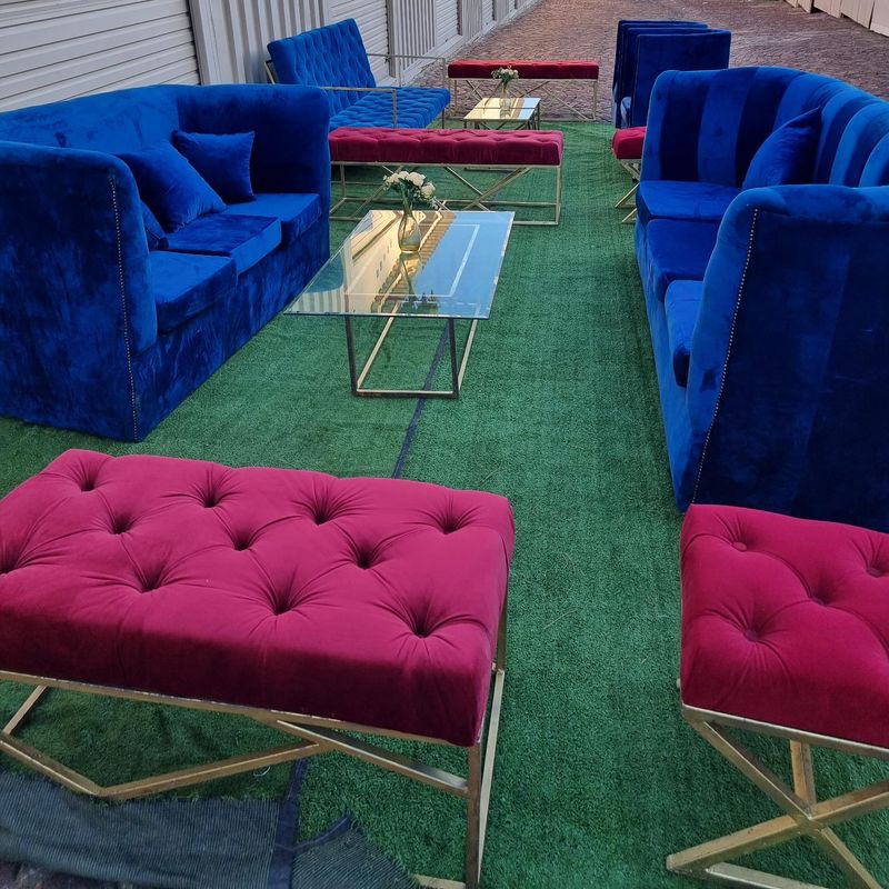 Hire a 20 seater lounge setup for your next event. Wedding, birthday, baby shower