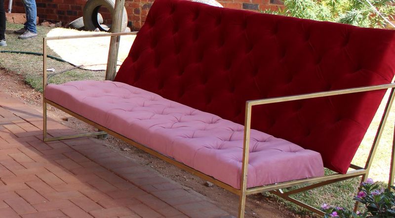 3 Seater Couches, occasional chairs and Velvet Buttoned Ottomans for sale