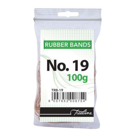 Treeline - No. 19 Rubber Bands - 100gm 80 x 1.6mm - Pack of 10