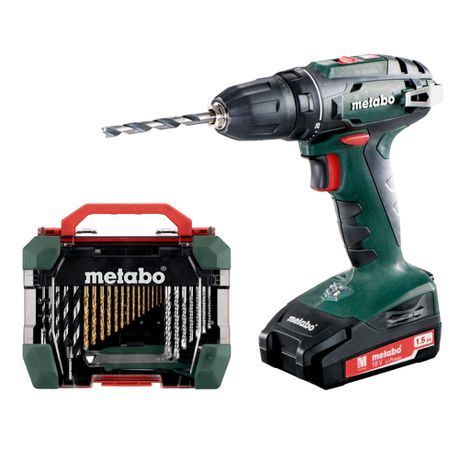 Metabo - Cordless Drill/ Screwdriver BS 18 with Drill Bit Set 55 Piece