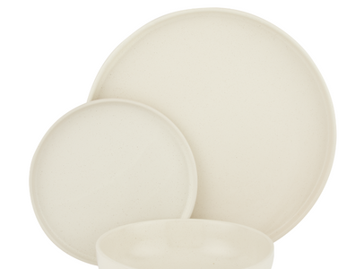 Recoverable Matt 12 Piece Stoneware Dinner Set - Oat - - One bowl missing