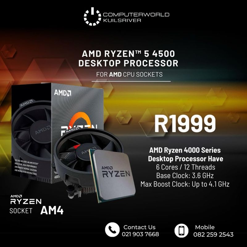 NEW AMD RYZEN 5 4500 DESKTOP PROCESSORS FOR R1999