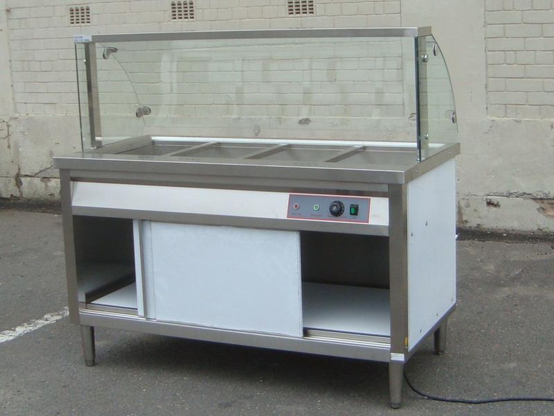 Bain Marie Cabinet Floor Standing With Curved Glass -Food Warmer