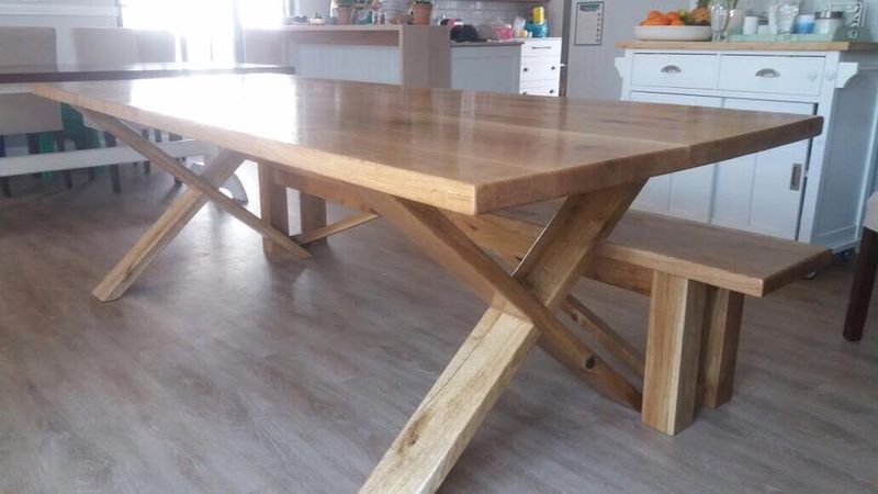 Rustic Oak Table with wooden cross legs