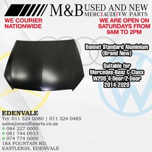 Bonnet Standard Aluminium (Brand New)  Suitable for Mercedes-Benz C-Class W205 4-Door/2-Door