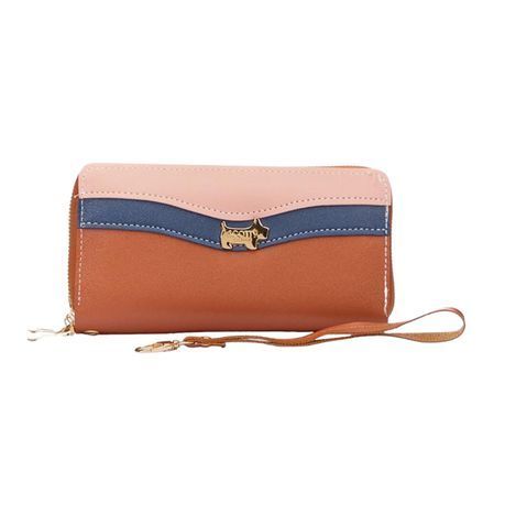 Scotty bags - The Roberto - Double Zipper Purse - Pink Navy &amp;  Tan