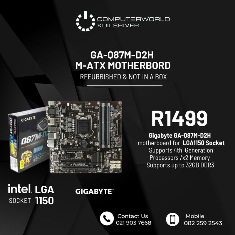 GIGABYTE GA-Q87M-D2H M-ATX MOTHERBOARDS FOR R1499