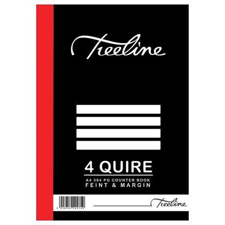 Treeline - A4 Counter Book 4 Quire Feint And Margin , 384 Pages