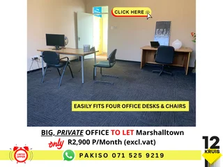 Big , Private, Refurbished Office To Let Marshalltown** Four Person Office