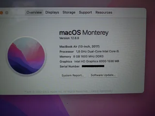 2017 Apple MacBook Air Core i5 at 1.8GHz, 8GB SDRAM, 128GB Flash Storage