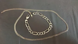 925 silver bracelet 10mm open link big clip 25cm....6mm chain 60cm
