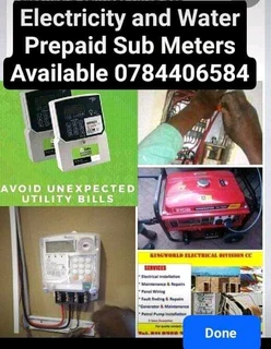 Electricity And Water Sub Prepaid Meters Installers All Electrical Works