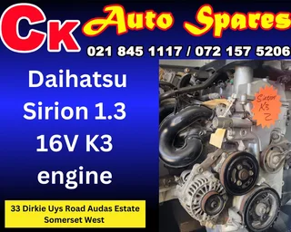 Daihatsu Sirion 1.3 16v twin cam engine for sale.