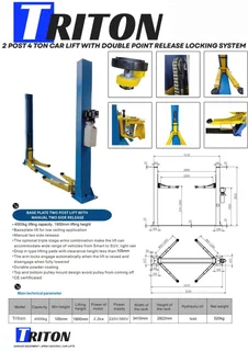 Triton 220v Hydraulic baseplate lift/2 side manual release locking system.