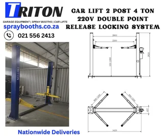 Car Hoist 2 Post 4 Ton Lifting Capacity.
