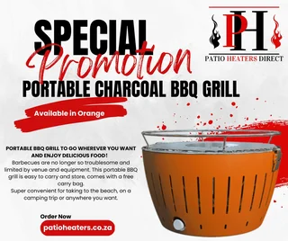 Portable fan assisted charcoal braai grill. On Promotion.