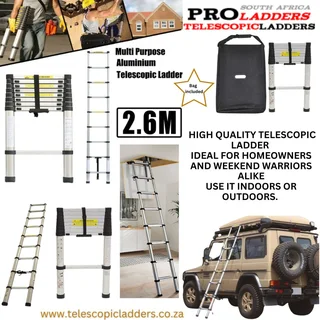 2.6M multipurpose telescopic ladder. For indoor and outdoor use.