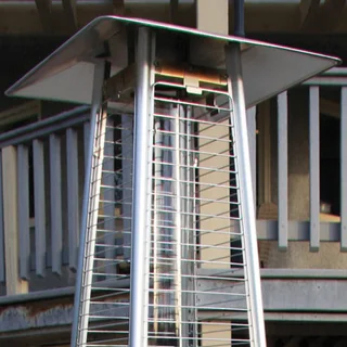 Patio Heater- Stainless Steel. Gas Flame Pyramid Patio Heater.