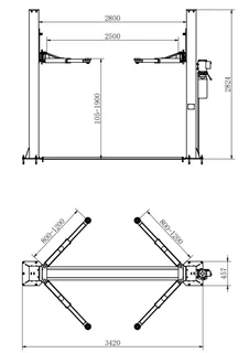 TRITON CAR HOISTS 2 POST 4 TON. 220v.