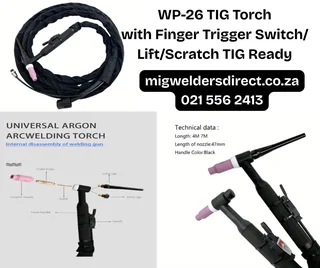 Pro Lift TIG Torch WP-26 | Finger Trigger Switch | Scratch/Lift Start