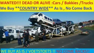 WE BUY NON-RUNNERS / ACCIDENT DAMAGED / RUNNERS  -  *CARS - BAKKIES - TRUCKS*