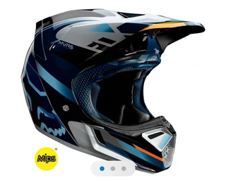Fox V3 Motif Blue/Silver Helmet Small