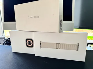 Apple Watch Ultra Titanium Case - With Starlight Alpine Loop
