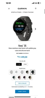 Garmin Venu 3S Slate stainless steel bezel with pebble gray