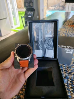 Garmin Fenix 7X Power Solar Sapphire – Titanium with Chestnut Leather Band Watch
