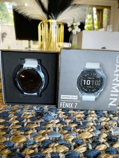 Garmin Fenix 7 – Sapphire Solar Edition Mineral Blue DLC Titanium with Whitestone Band