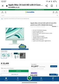 2024 Apple iMac 24 inch M3 with 8 Core CPU and 8 Core GPU 256GB SSD Green