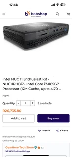 Intel NUC 11PHKi7C NUC 11 Enthusiast Phantom Canyon Intel Core i7-1165G7 4.70GHz 4-Core NVIDIA