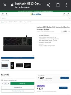 Logitech G513 Carbon RGB Mechanical Gaming Keyboard - Blue Switch / Clicky switches / Adjustable RGB