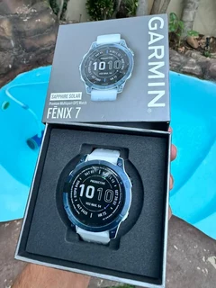 Garmin Fenix 7 – Sapphire Solar EditionMineral Blue DLC Titanium with Whitestone Band