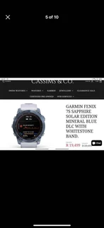 Garmin Fenix 7 – Sapphire Solar EditionMineral Blue DLC Titanium with Whitestone Band