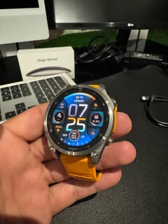 2024 Garmin Fenix 8 – 47 Mm, Amoledsapphire, Titanium With Spark Orange/graphite Silicone Band