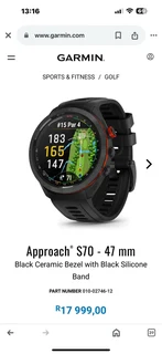 Garmin Approach S70 - 47 mm Black Ceramic Bezel with Black Silicone Band