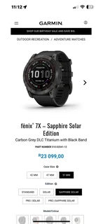 Garmin Fenix 7X – Sapphire Solar Edition Carbon Grey DLC Titanium