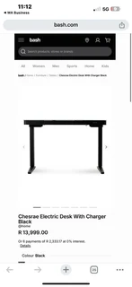 Chesrae Electric Desk With Charger Black