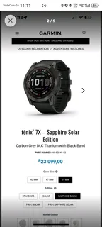 Garmin Fenix 7X – Sapphire Solar EditionCarbon Grey DLC Titanium with Black Band