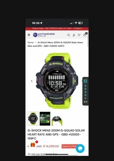 2024 Latest G-SHOCK MENS Smart Watch  200M G-SQUAD SOLAR HEART RATE AND GPS - GBD-H2000-1A9FC