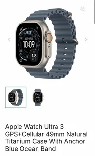 Sealed Apple Watch Ultra 3 GPS&#43;Cellular 49mm Natural Titanium Case With Anchor Blue Ocean Band