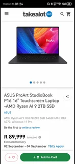 Monster ASUS ProArt P16 ( 2TB - 64GB - RTX5070 - OLED - AMD Ryzen AI 9 HX 370 5.10GHz - 12-Core - 24